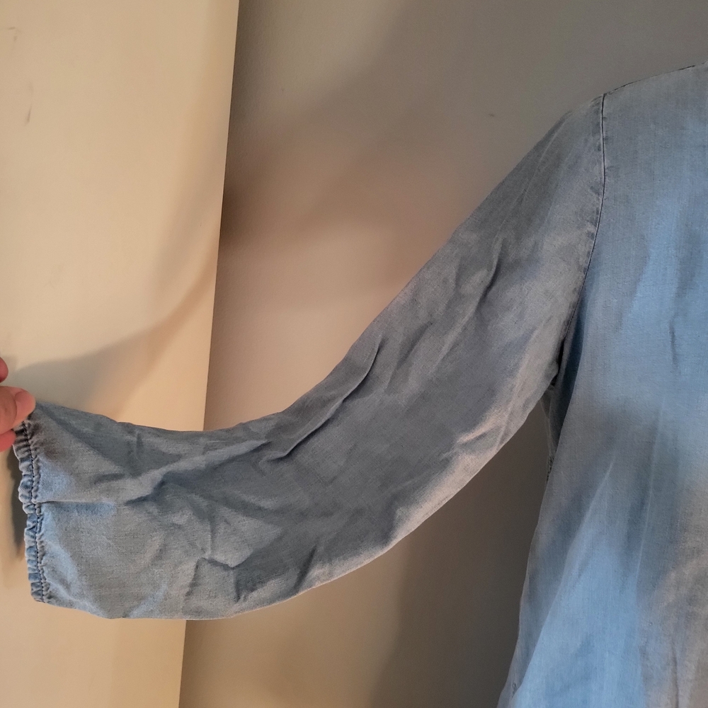 Blue Denim Ruffle Mini Dress - Picture 3 of 4